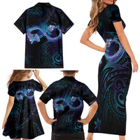 Polynesian Personalized Memorial Family Matching Short Sleeve Bodycon Dress and Hawaiian Shirt Oceanic Infinity Symbol - Until We Meet Again - Polynesian Pride