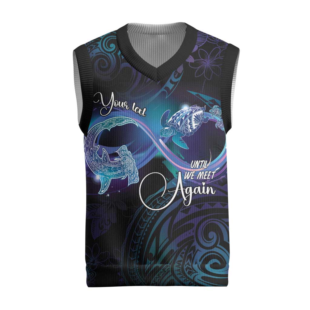 Polynesian Personalized Memorial Christmas Knitted V-Neck Vest Oceanic Infinity Symbol - Until We Meet Again - Polynesian Pride