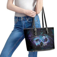 Polynesian Personalized Memorial Leather Tote Bag Oceanic Infinity Symbol - Until We Meet Again - Polynesian Pride