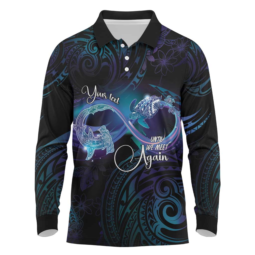 Polynesian Personalized Memorial Long Sleeve Polo Shirt Oceanic Infinity Symbol - Until We Meet Again - Polynesian Pride