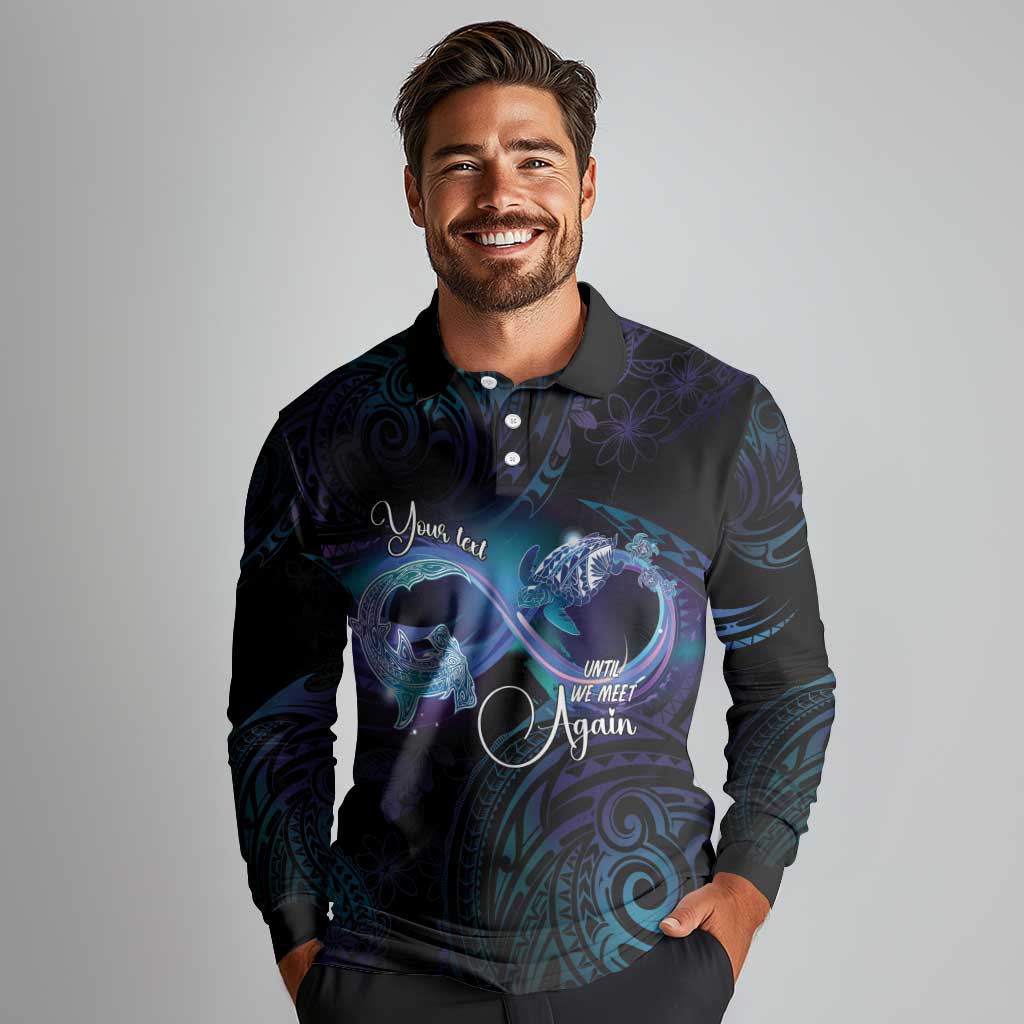 Polynesian Personalized Memorial Long Sleeve Polo Shirt Oceanic Infinity Symbol - Until We Meet Again - Polynesian Pride