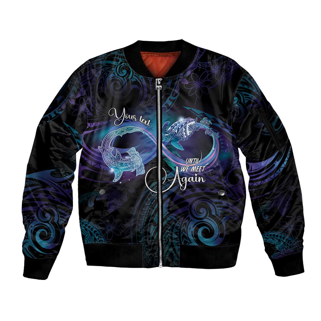 Polynesian Personalized Memorial Sleeve Zip Bomber Jacket Oceanic Infinity Symbol - Until We Meet Again - Polynesian Pride