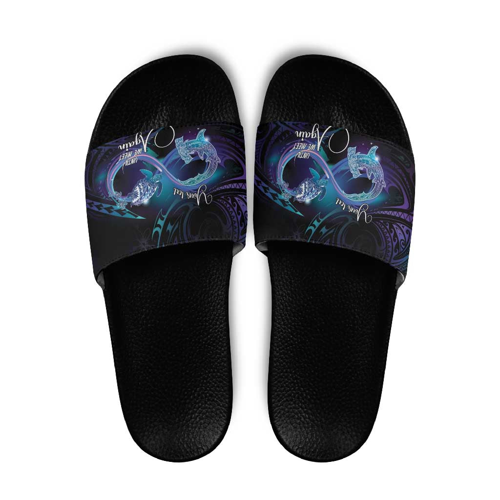Polynesian Personalized Memorial Slide Sandals Oceanic Infinity Symbol - Until We Meet Again - Polynesian Pride