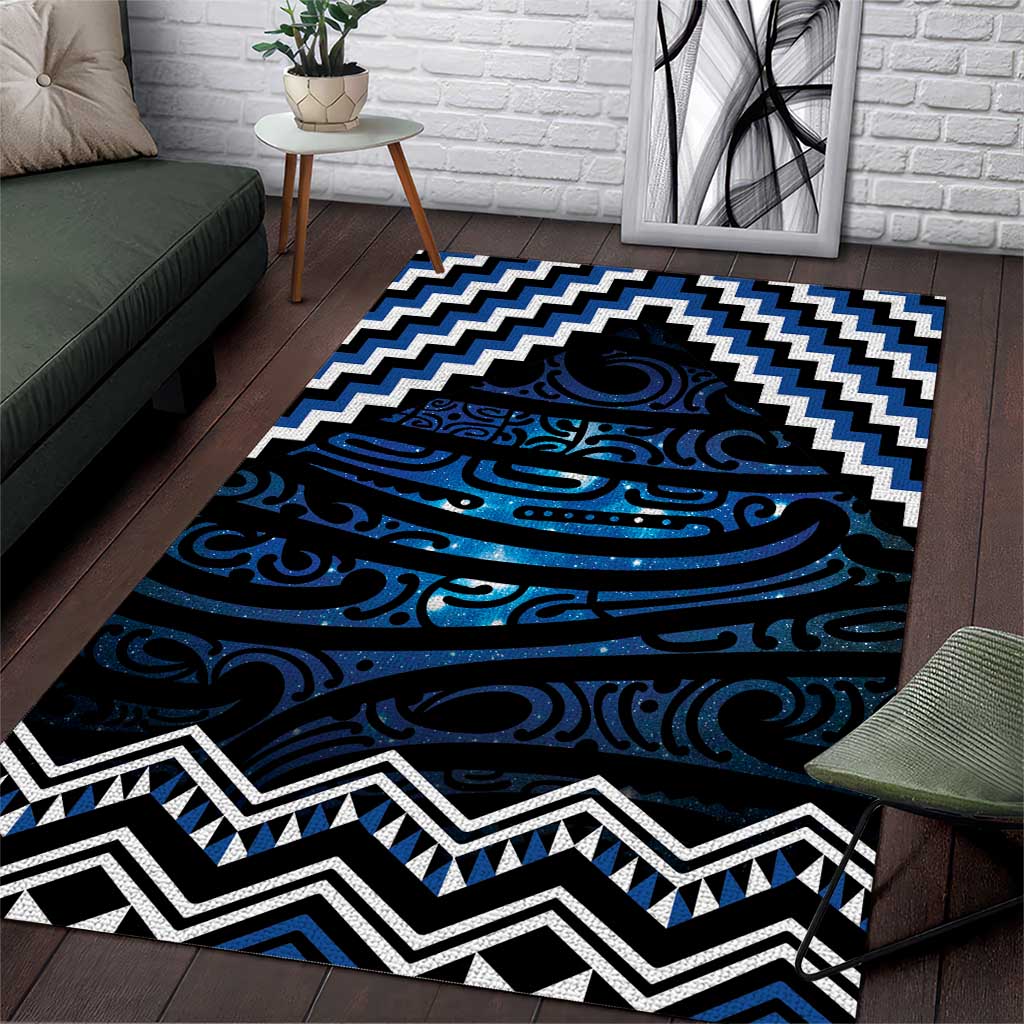 New Zealand Matariki Area Rug Galaxy Styled Taniko LT7 Blue - Polynesian Pride