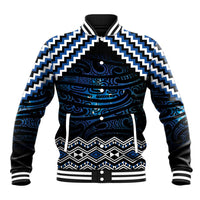 New Zealand Matariki Baseball Jacket Galaxy Styled Taniko LT7 Unisex Blue - Polynesian Pride