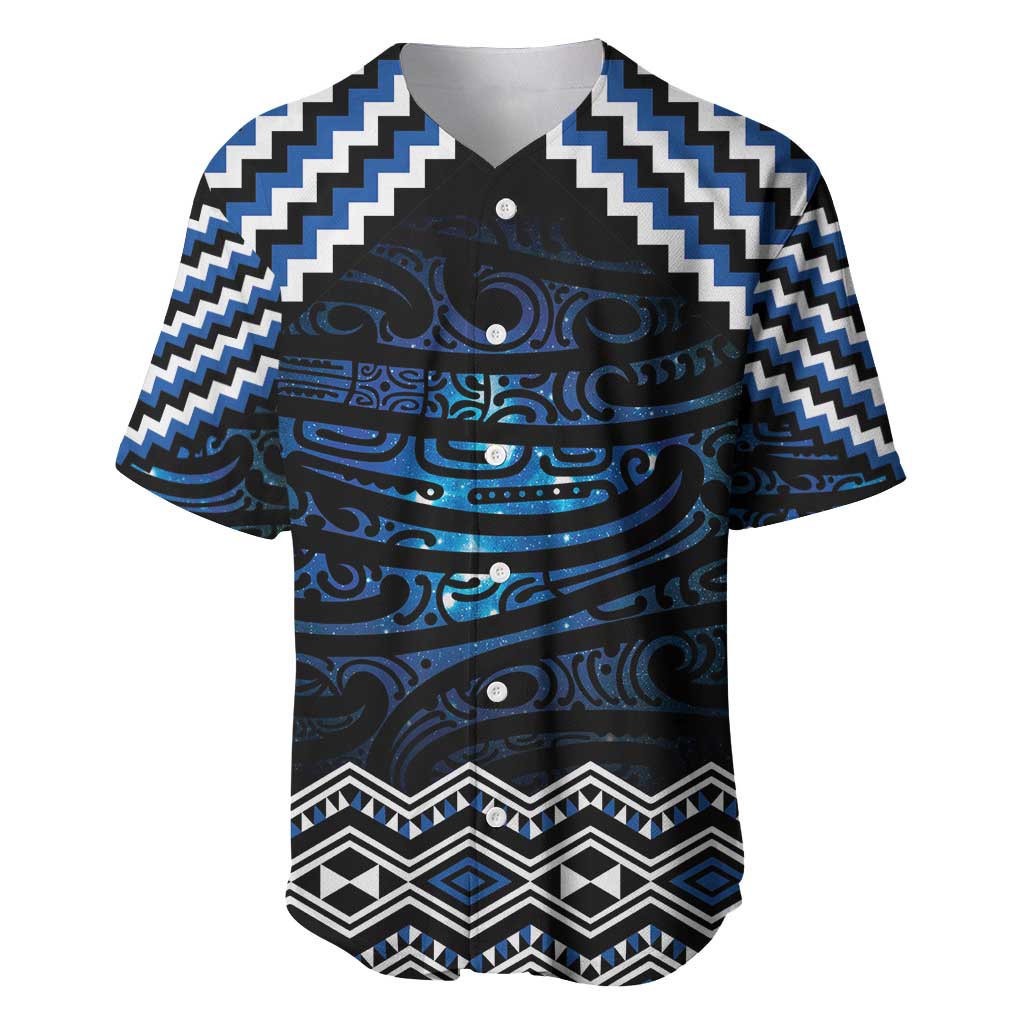 New Zealand Matariki Baseball Jersey Galaxy Styled Taniko LT7 Blue - Polynesian Pride