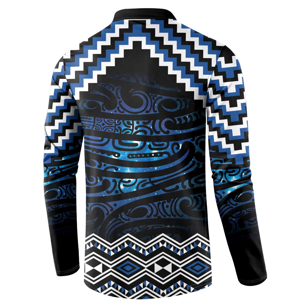 New Zealand Matariki Button Sweatshirt Galaxy Styled Taniko LT7 - Polynesian Pride