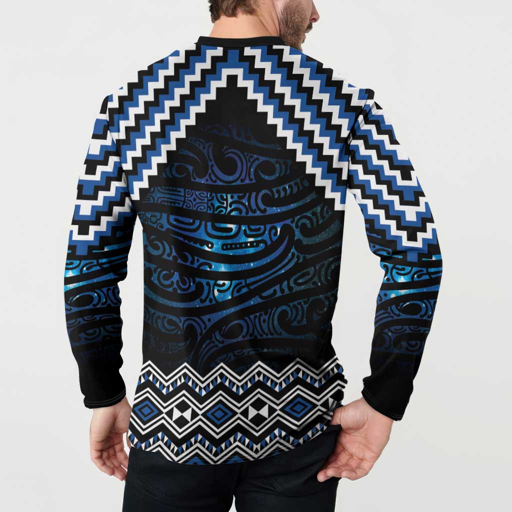 New Zealand Matariki Button Sweatshirt Galaxy Styled Taniko LT7 - Polynesian Pride