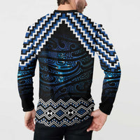 New Zealand Matariki Button Sweatshirt Galaxy Styled Taniko LT7 - Polynesian Pride