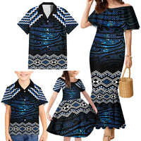 New Zealand Matariki Family Matching Mermaid Dress and Hawaiian Shirt Galaxy Styled Taniko LT7 - Polynesian Pride