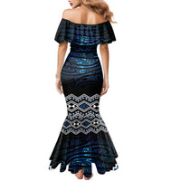 New Zealand Matariki Family Matching Mermaid Dress and Hawaiian Shirt Galaxy Styled Taniko LT7 - Polynesian Pride