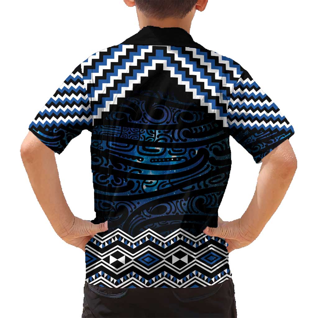 New Zealand Matariki Family Matching Off Shoulder Short Dress and Hawaiian Shirt Galaxy Styled Taniko