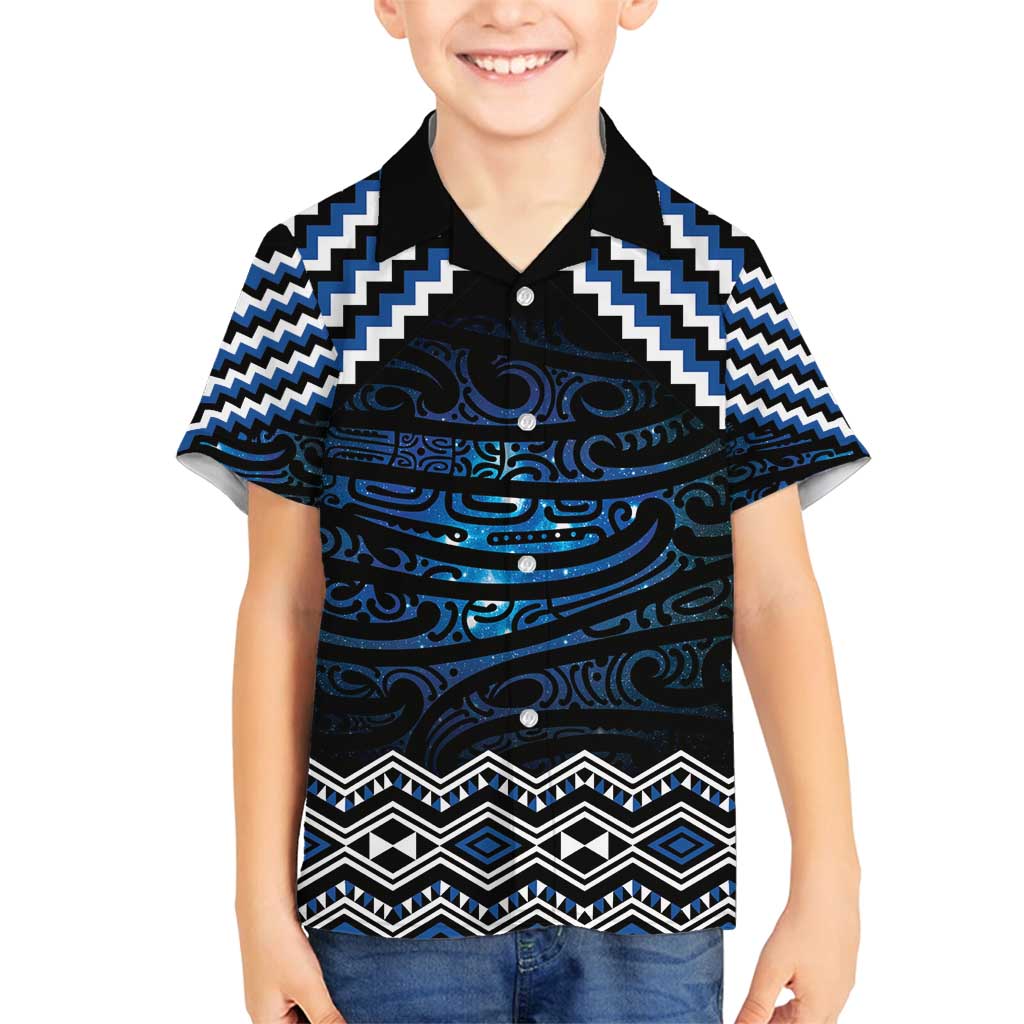 New Zealand Matariki Family Matching Off Shoulder Short Dress and Hawaiian Shirt Galaxy Styled Taniko