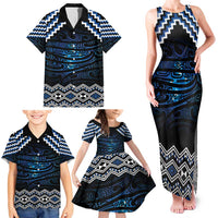 New Zealand Matariki Family Matching Tank Maxi Dress and Hawaiian Shirt Galaxy Styled Taniko LT7 - Polynesian Pride