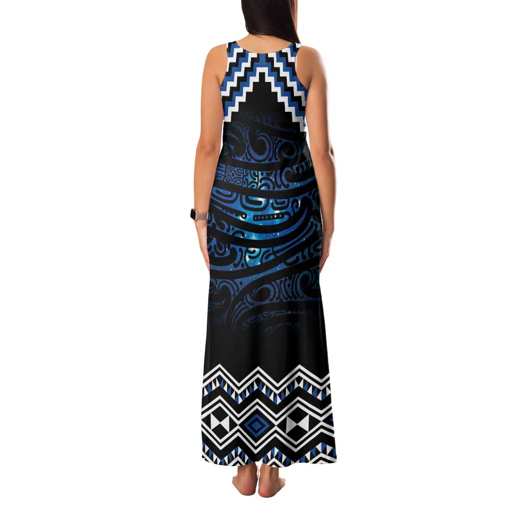 New Zealand Matariki Family Matching Tank Maxi Dress and Hawaiian Shirt Galaxy Styled Taniko LT7 - Polynesian Pride