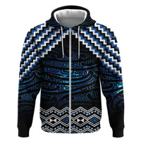 New Zealand Matariki Hoodie Galaxy Styled Taniko LT7 Zip Hoodie Blue - Polynesian Pride