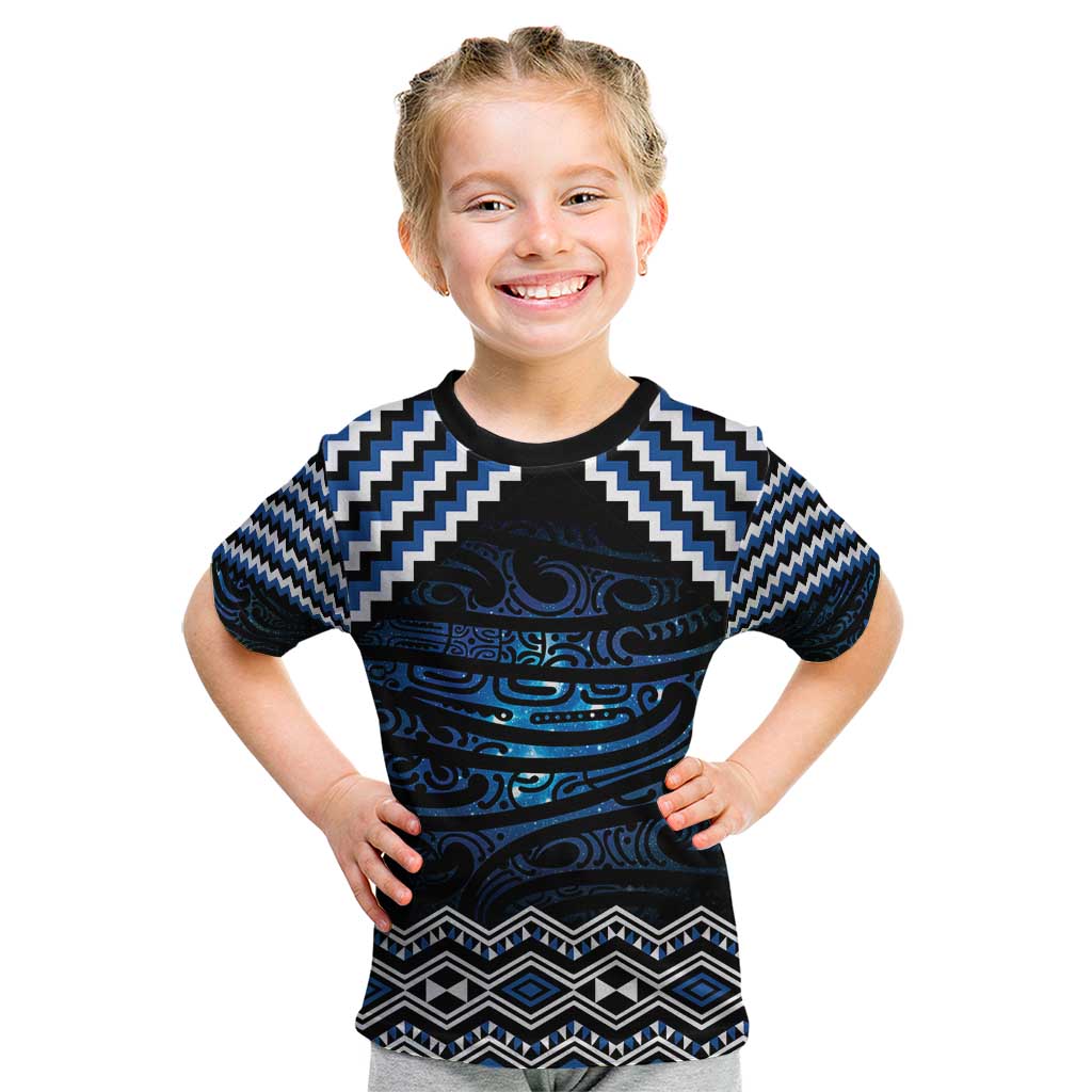 New Zealand Matariki Kid T Shirt Galaxy Styled Taniko