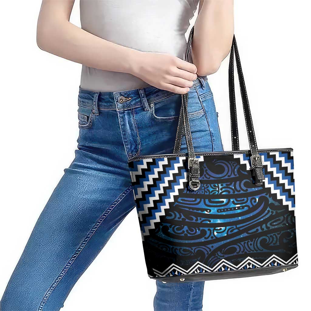 New Zealand Matariki Leather Tote Bag Galaxy Styled Taniko LT7 - Polynesian Pride