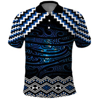 New Zealand Matariki Polo Shirt Galaxy Styled Taniko LT7 Blue - Polynesian Pride