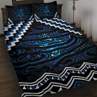New Zealand Matariki Quilt Bed Set Galaxy Styled Taniko LT7 Blue - Polynesian Pride