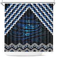 New Zealand Matariki Shower Curtain Galaxy Styled Taniko LT7 Blue - Polynesian Pride