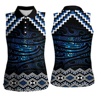 New Zealand Matariki Women Sleeveless Polo Shirt Galaxy Styled Taniko LT7 - Polynesian Pride
