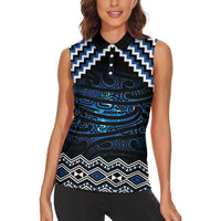 New Zealand Matariki Women Sleeveless Polo Shirt Galaxy Styled Taniko LT7 - Polynesian Pride