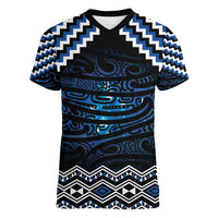 New Zealand Matariki Women V-Neck T-Shirt Galaxy Styled Taniko LT7 Female Blue - Polynesian Pride