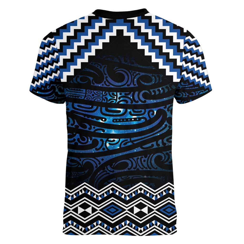New Zealand Matariki Women V-Neck T-Shirt Galaxy Styled Taniko LT7 - Polynesian Pride