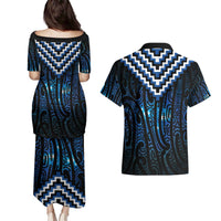 New Zealand Matariki Couples Matching Puletasi and Hawaiian Shirt Galaxy Poutama Motifs LT7 - Polynesian Pride