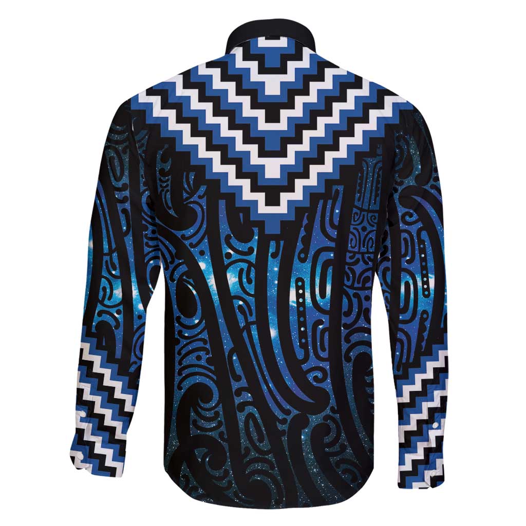 New Zealand Matariki Family Matching Long Sleeve Bodycon Dress and Hawaiian Shirt Galaxy Poutama Motifs LT7 - Polynesian Pride
