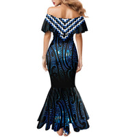 New Zealand Matariki Family Matching Mermaid Dress and Hawaiian Shirt Galaxy Poutama Motifs LT7 - Polynesian Pride