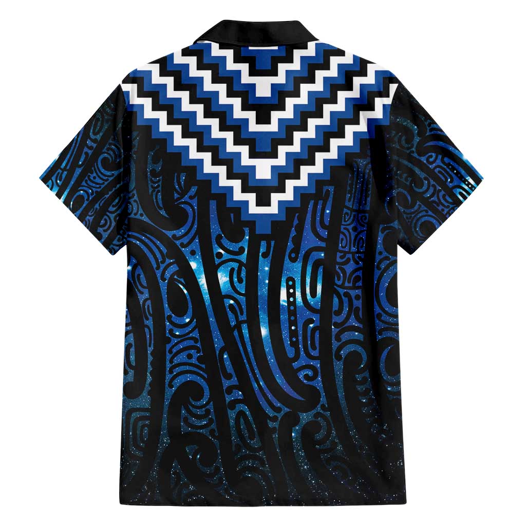 New Zealand Matariki Family Matching Short Sleeve Bodycon Dress and Hawaiian Shirt Galaxy Poutama Motifs LT7 - Polynesian Pride