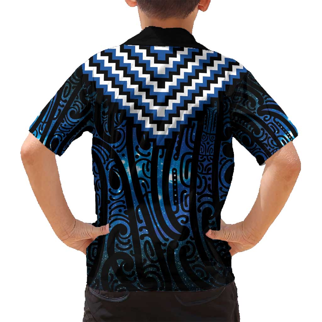 New Zealand Matariki Family Matching Summer Maxi Dress and Hawaiian Shirt Galaxy Poutama Motifs LT7 - Polynesian Pride