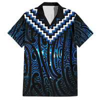 New Zealand Matariki Family Matching Summer Maxi Dress and Hawaiian Shirt Galaxy Poutama Motifs LT7 Dad's Shirt - Short Sleeve Blue - Polynesian Pride
