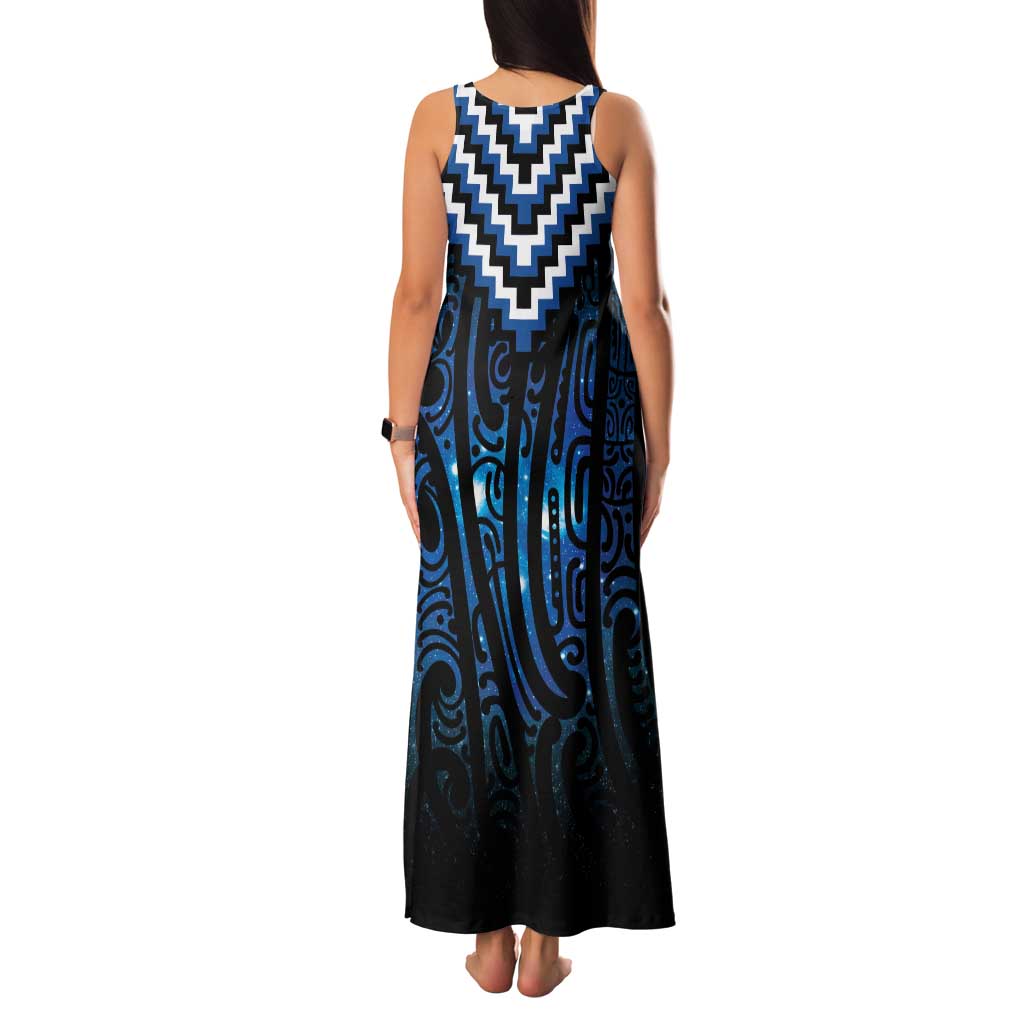 New Zealand Matariki Family Matching Tank Maxi Dress and Hawaiian Shirt Galaxy Poutama Motifs LT7 - Polynesian Pride