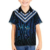 New Zealand Matariki Kid Hawaiian Shirt Galaxy Poutama Motifs LT7 Kid Blue - Polynesian Pride