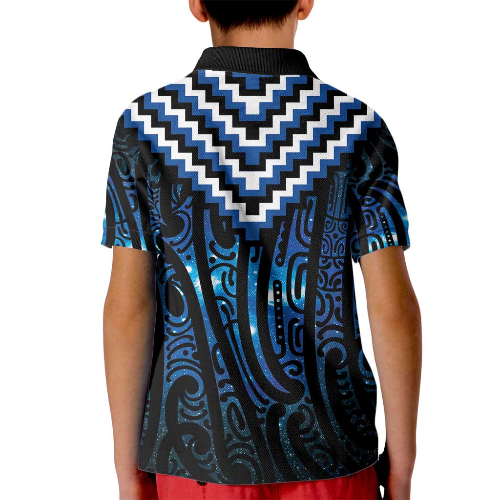 New Zealand Matariki Kid Polo Shirt Galaxy Poutama Motifs LT7 - Polynesian Pride