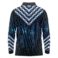 New Zealand Matariki Long Sleeve Polo Shirt Galaxy Poutama Motifs LT7 - Polynesian Pride
