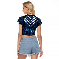 New Zealand Matariki Raglan Cropped T Shirt Galaxy Poutama Motifs LT7 - Polynesian Pride