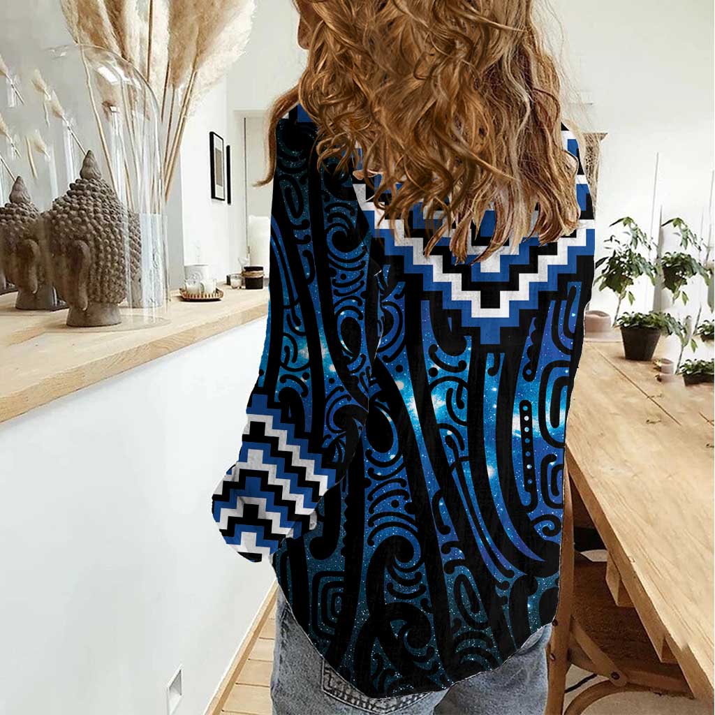 New Zealand Matariki Women Casual Shirt Galaxy Poutama Motifs LT7 - Polynesian Pride