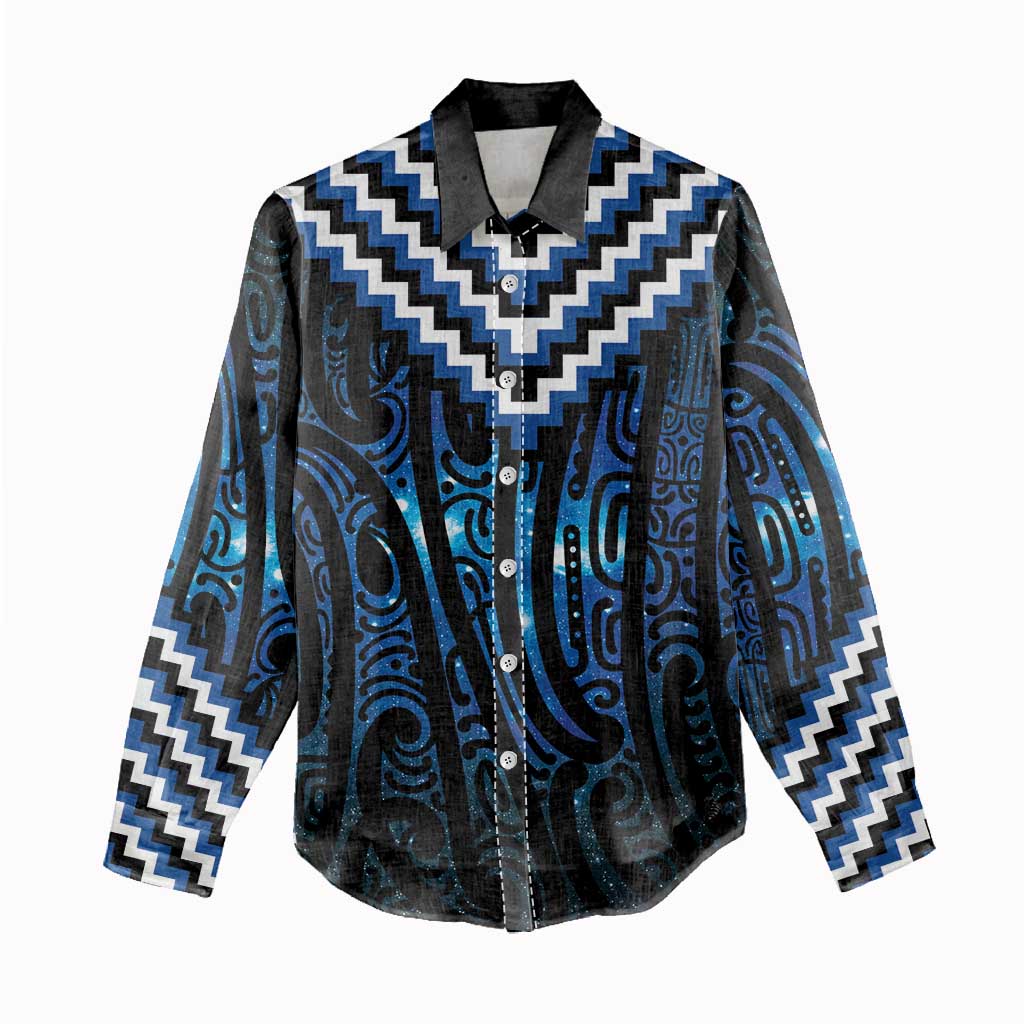 New Zealand Matariki Women Casual Shirt Galaxy Poutama Motifs LT7 - Polynesian Pride