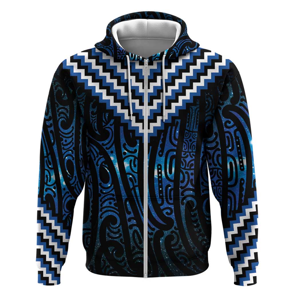 New Zealand Matariki Zip Hoodie Galaxy Poutama Motifs