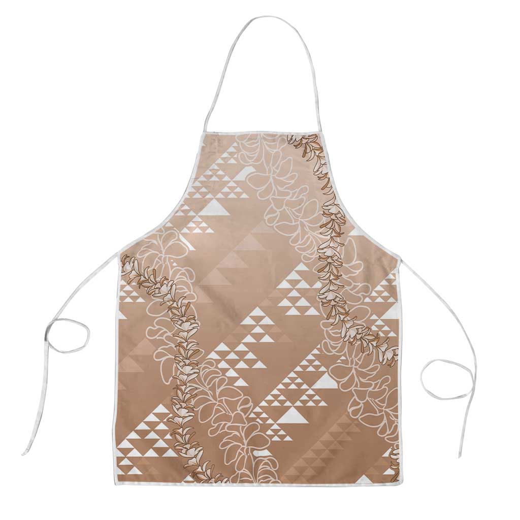 Hawaii Beige Kapa Apron Vintage 'Ohe Kāpala Motifs Mix Plumeria Leis LT7 Beige - Polynesian Pride
