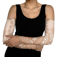 Hawaii Beige Kapa Arm Sleeves Vintage 'Ohe Kāpala Motifs Mix Plumeria Leis LT7 - Polynesian Pride