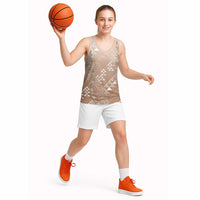 Hawaii Beige Kapa Basketball Jersey Vintage 'Ohe Kāpala Motifs Mix Plumeria Leis LT7 - Polynesian Pride