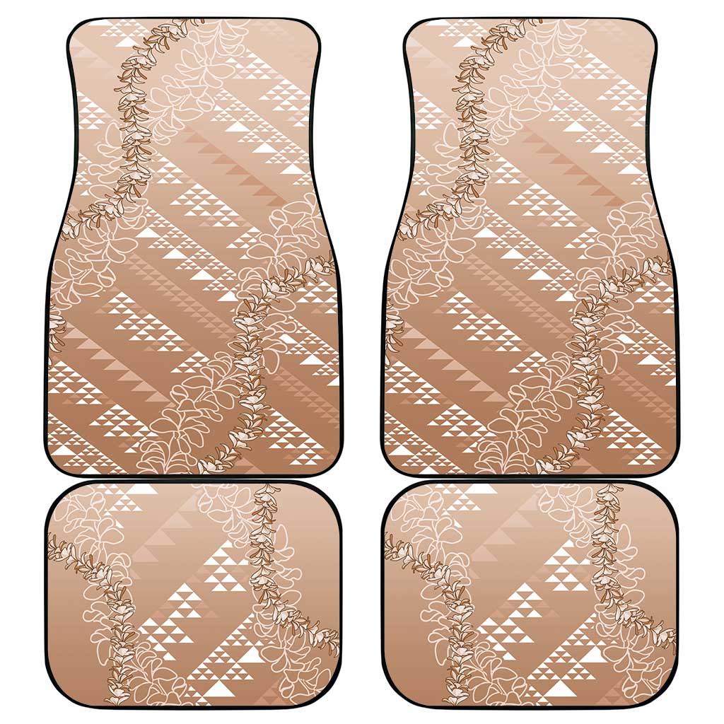 Hawaii Beige Kapa Car Mats Vintage 'Ohe Kāpala Motifs Mix Plumeria Leis LT7 - Polynesian Pride