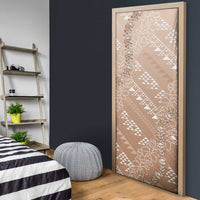 Hawaii Beige Kapa Door Cover Vintage 'Ohe Kāpala Motifs Mix Plumeria Leis LT7 - Polynesian Pride