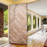 Hawaii Beige Kapa Door Cover Vintage 'Ohe Kāpala Motifs Mix Plumeria Leis LT7 - Polynesian Pride