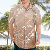 Hawaii Beige Kapa Hawaiian Shirt Vintage 'Ohe Kāpala Motifs Mix Plumeria Leis LT7 - Polynesian Pride